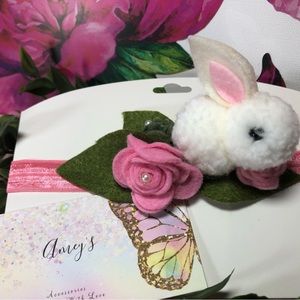 elastic band for babies' heads, Bunny and little flowers design